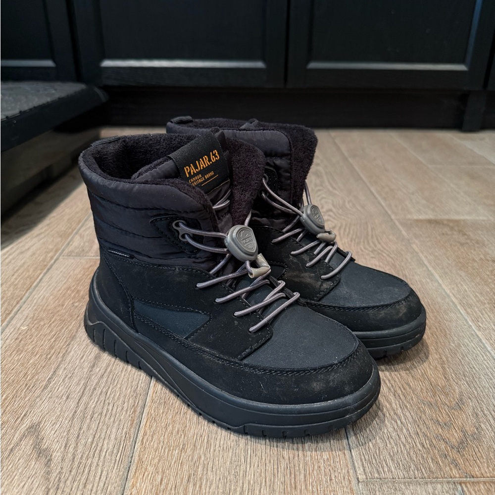 Kids Pajar Black Winter Boots boys size 1